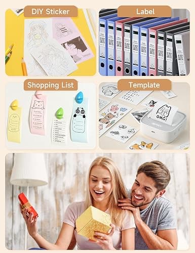 iDPRT Portable Sticker Maker Machine with 1 Roll Sticker Paper, Mini Printer Efficiently and Quickly, Thermal Printer for Study Notes, Pictures, DIY, Label, Free App with Multiple Templates, Grey thumbnail 6