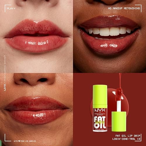 NYX PROFESSIONAL MAKEUP Fat Oil Lip Drip, Moisturizing, Shiny and Vegan Tinted Lip Gloss - Losin Cone-trol (Neutral Nude) thumbnail 3