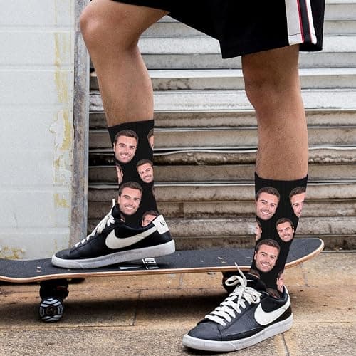 ShineSand Custom Face Socks with Picture, Personalized Socks with Photo Customized Unisex Funny Crew Sock Gifts for Men Women thumbnail 2