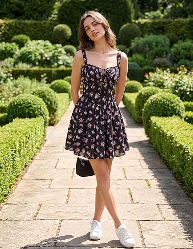 Scarlet Darkness Floral Corset Dress Sundresses for Women 2026 Summer Mini Graduation Dress thumbnail 5