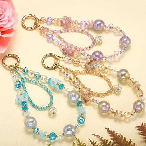 LEGENTLISUR Flower Phone Charm Cute Beaded Phone Wrist Strap for Camera Bag Keychain Wallet Pendants Decor thumbnail 4