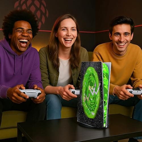 Skin Sticker for Game Console 5 Cover - Funny Portal, Compatible with Both Disc Edition & Digital Edition (not Slim Ver) - 2 Controller Skins & Console Skin - No Bubble, Full Protection, Removable thumbnail 5