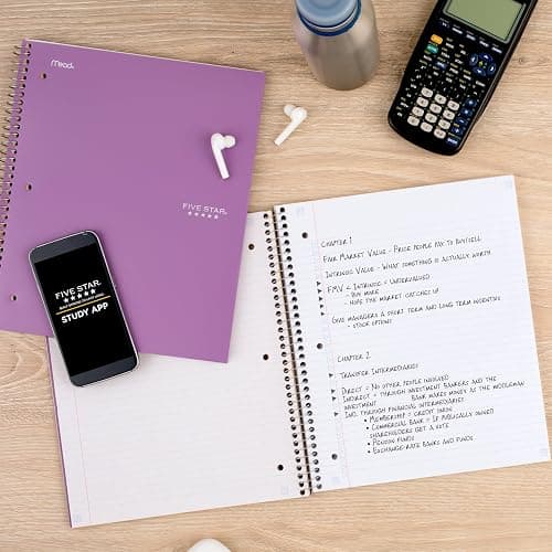 Five Star Spiral Notebook + Study App, 100 Sheets, 1 Subject, College Ruled Paper, Fights Ink Bleed, Water Resistant Cover, 820337-ECM, Purple, Pink, White & Green, 8-1/2" x 11", 4 Pack thumbnail 8
