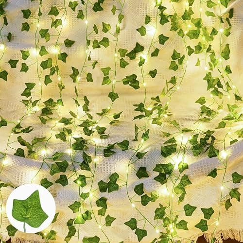 KASZOO Vines with Fairy Lights for Bedroom - 200 LED Ivy Curtain Wall Vines for Wedding, Party, Dorm, Indoor & Outdoor Use, 6.5ft x 6.5ft - Image 1