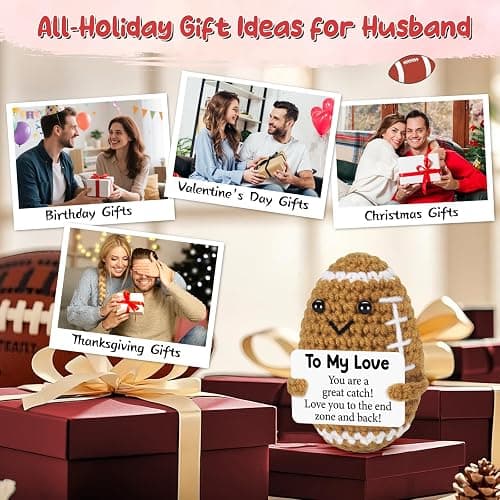 Birthday Gifts for Him Her Boyfriend Girlfriend, To My Love Christmas Handmade Emotional Crochet Football, Small Cute Anniversary Present for Him, Mini Romantic I Love You Gift for Husband Wife Couple thumbnail 7