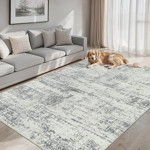 8x10 Area Rugs for Living Room - Washable Rug Modern Abstract Soft Large Neutral Non-Slip Carpet Indoor Floor Stain Resistant Thin Carpets for Bedroom Dining Room Farmhouse Nursery Home Office Grey thumbnail 4