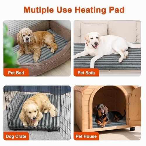 SHU UFANRO Pet Heating Pad, Waterproof Heated Cat Bed with 11 Adjustable Temperatures & 24H Timer, Auto Shut-Off, Chew-Resistant Cord, Washable Cover, Indoor Electric Heating Mat, Grey, S(18" x 16") thumbnail 8