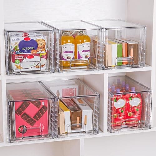 Vtopmart 2 Pack Large Stackable Storage Drawers,Clear Acrylic Drawer Organizers with Handles, Easily Assemble for Bathroom,Kitchen Undersink,Cabinet,Closet,Makeup,Pantry organization and Storage thumbnail 7