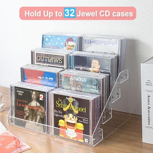 Vowcarol 4-Tier CD Storage Organizer, Dvd Case Holder Organizer CD Holder for 32 CD Jewel Cases thumbnail 5