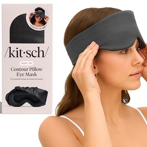 Kitsch Contour Pillow Eye Mask – Softer Than Silk Eye Mask for Sleeping, Blindfold Sleep Masks for Women & Men, No Eye Pressure, Lightweight, Eye Care, Travel Essentials - Charcoal - Image 1