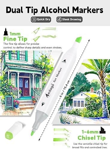 AEDAGA 168 Colors Alcohol Markers with Free App, Dual Tip Art Markers with Kickstand Case for Artists Adults and Kids, Alcohol Based Marker for Coloring Painting Sketching and Drawing, Great Gift thumbnail 2