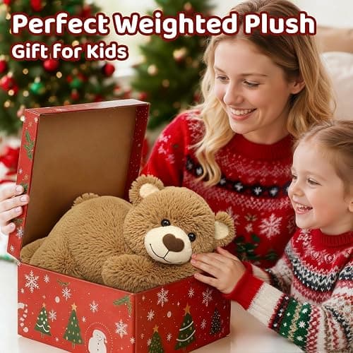 Weighted Stuffed Animals with Microwavable Heating Pad - 5lb Adjustable, Heatable & Coolable Brown Bear Stuffed Animal for Hug, Removable Inner Pad, 23 Inch Perfect Plush Gift for Kids & Adults thumbnail 3