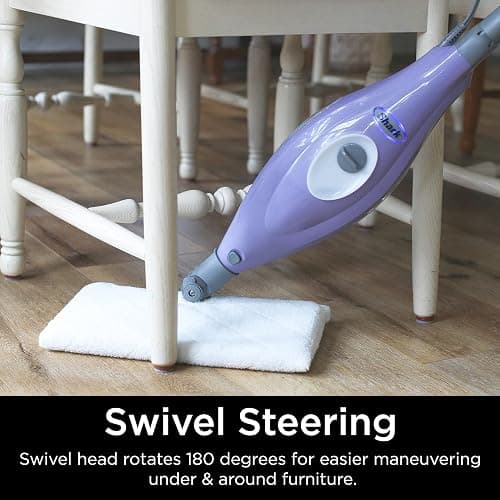 Shark Steam Pocket Mop with 2 Washable Double-sided Pads, Chemical-Free Cleaning, Swivel Steering, Lightweight, Steam Cleaner for sealed Hard Floors, Hardwood, Marble, Tile, Purple, S3501 - Steam Pocket Essentials thumbnail 4