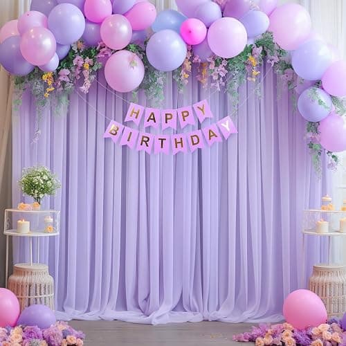 10x10ft Purple Tulle Backdrop Curtain for Parites, Sheer Backdrop Curtains for Wedding Baby Shower Birthday Party Photo Shoot Decorations thumbnail 3