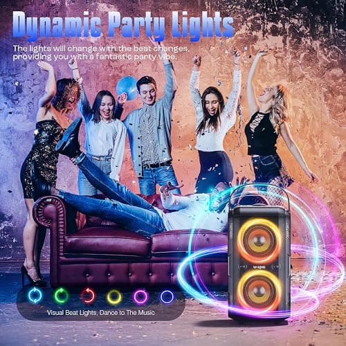 W-KING 180W Peak Party Loud Bluetooth Speaker Portable Wireless Outdoor Boom Box/4 Drivers with 2*Subwoofer/HD Huge 105dB Pulse Natural Deep Bass Tube, 80W IPX5 Big Large Speaker/24H/EQ/U-Disk/TF/AUX thumbnail 8