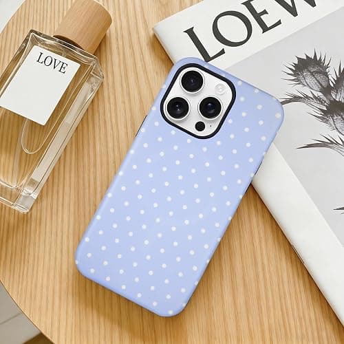 SenRiCase for iPhone 13/14 Case Cute Polka Dot Phone Case Compatible with MagSafe, Dual-Layer Shock Protection (Hard PC + Silicone) - Aesthetic Protective Phone Cover for Women Girls, Blue thumbnail 8
