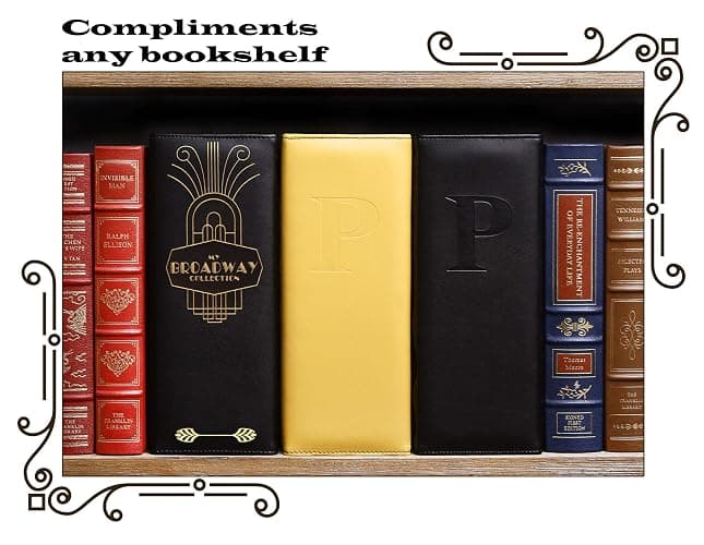 2Fold Binder for Holding Broadway Play Program and Theater Programs with 30 Custom Sheet Protectors - PU Leather - Fits Programs from Mid 1980s to Modern (Black/Gold Foil w/Window) thumbnail 6