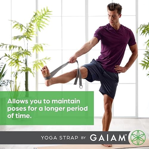 Gaiam Yoga Strap Premium Athletic Stretch Band with Adjustable Metal D-Ring Buckle Loop | Exercise & Fitness Stretching for Yoga, Pilates, Physical Therapy, Dance, Gym Workouts thumbnail 3