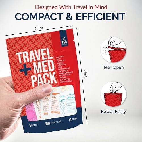 Travel Medicine Kit - 78-Piece TSA-Friendly Med Pack for Flights, Cruises & International Travel | Individually Wrapped Medication Essentials for Any Occasion thumbnail 4