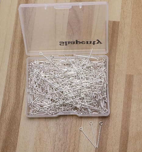 Shapenty 500PCS Mini Metal Wire Eyepins Beading Small Open Eye Head Pins Needles Bulk for DIY Craft Bead Earring Pendant Necklace Bracelet Jewelry Charm Finding Making (Silver, 24mm/1Inch) thumbnail 3