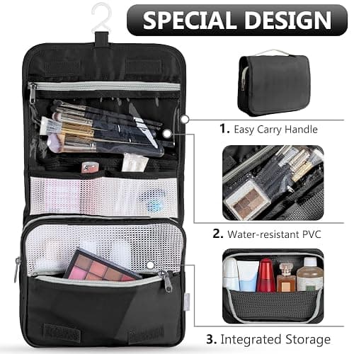 8 Set Packing Cubes for Travel, Gifts for Men,Anti-Tearing Suitcase Organizer for Luggage with Shoe & Hanging Toiletry Bag, OlarHike Vacation Accessories for Cruise, Travel Essentials for Men, Black thumbnail 3