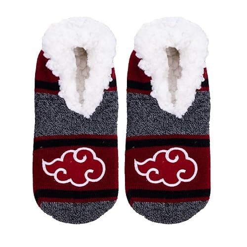 Ripple Junction Naruto Shippuden Women’s Slipper Sherpa Socks Akatsuki Clouds Non-Slip Grip Bottoms Anime Officially Licensed thumbnail 4