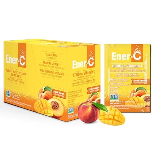 Ener-C Peach Mango Multivitamin Drink Mix Powder Vitamin C 1000mg & Electrolytes with Real Fruit Juice Natural Energy & Immune Support for Women & Men - Non-GMO Vegan & Gluten Free - 30 Count - Image 1