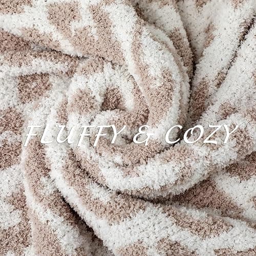 bearberry Fuzzy Leopard Knitted Throw Blanket Soft Cozy Warm Microfiber Blanket for Couch Sofa Bed Travel (Stone/Cream, 50"x60") thumbnail 3
