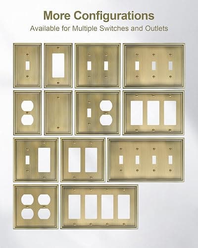 6-Pack Single Duplex Outlet Cover Plate, Decorative Antique Brass Switch Plates and Outlet Covers, Metal Wall Plates for Electrical Outlets, 1 Gang Receptacle Cover, Corrosion Resistant thumbnail 7