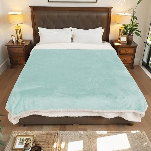 Electric Heated Blanket Full Size 72"x84", Dual-Sided Soft Flannel & Sherpa, LCD Display 10 Heat Settings with 1-12H Timer & Overnight Safe, Bed & Couch, Machine Washable, Light Green - Image 1