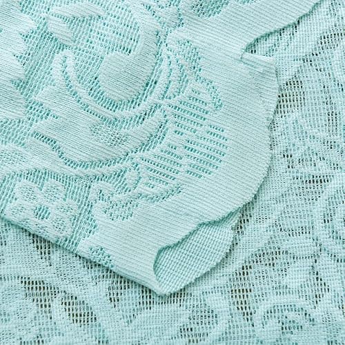 ALIGOGO Mint Green Curtains for Bedroom - Lace Sheer Seafoam Aqua Curtains 63 Inches Length for Baby Girl Bedroom, Rod Pocket Ocean Coastal Beach Summer Decor 52 W x 63 L, 1 Pair, Aqua thumbnail 6
