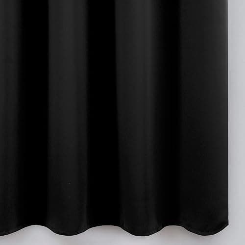 LEMOMO Blackout Curtains 52 x 84 inches Long Black Curtains Set of 2 Panels Thermal Insulated Room Darkening Curtains for Bedroom thumbnail 8