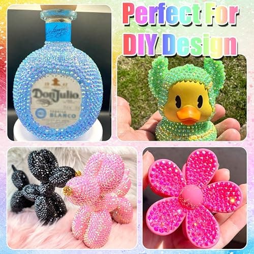 RODAKY Resin Rhinestone for Bedazzling Colorful Flatback Crystals AB Color 3mm Gems Kit with 2PCS 10ml B7000 Glue Tweezer Diamond Making Kit for DIY Craft Clothing Shoes Nail Decor thumbnail 5