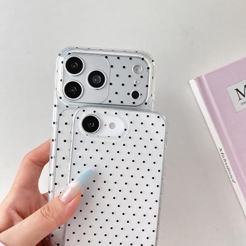 QLTYPRI Cute Phone Case for iPhone 17e/iPhone 16e Case Polka Dot Fashion Aesthetic Design for Women Girls, Slim TPU Shockproof Protective Phone Cover for iPhone 17e/16e - Clear | Black thumbnail 4
