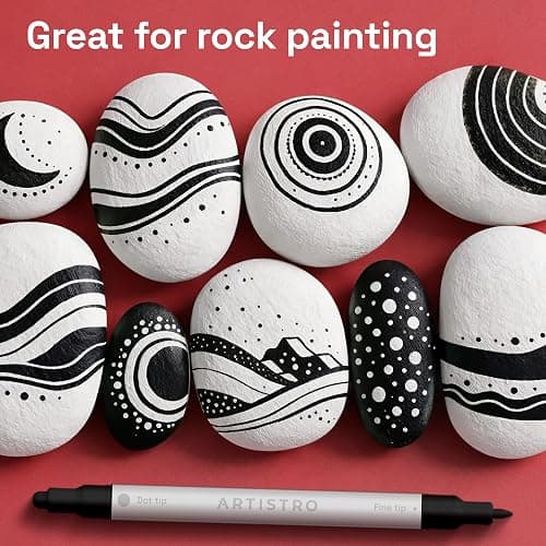 ARTISTRO 5 Black Dual-Tip Acrylic Paint Markers – Paint Pens Set with Dot & Fine Tips for Fabric, Rock, Glass, Wood, Coloring Books – Arts & Crafts Gift – Classroom Must Haves & School Supplies thumbnail 7
