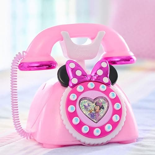 Disney Junior Minnie Mouse Ring Me Rotary Style Phone with Lights and Sounds, Pink, Kids Toys for Ages 3 Up by Just Play thumbnail 5