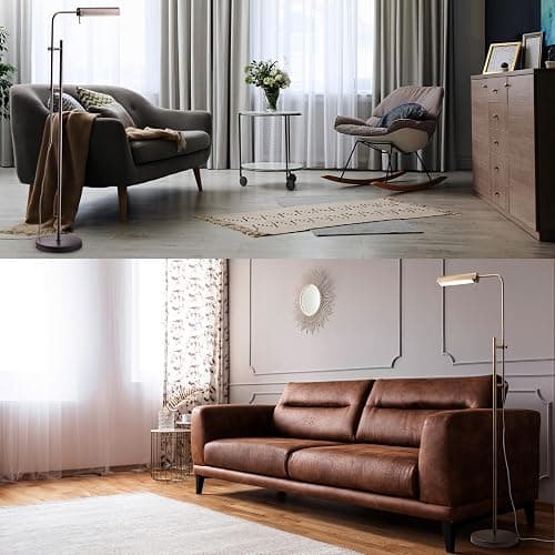 O'Bright Cedric Adjustable Pharmacy Floor Lamp - Industrial Design for Reading, Crafting, Work - 10W LED, Height 45-61 inches - Ideal for Living Room, Bedside, Office - Antique Brass (Gold) thumbnail 2