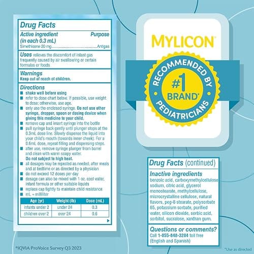 Mylicon Gas Relief Drops for Infants and Babies, Dye Free Formula, 0.5 Fluid Ounce thumbnail 6