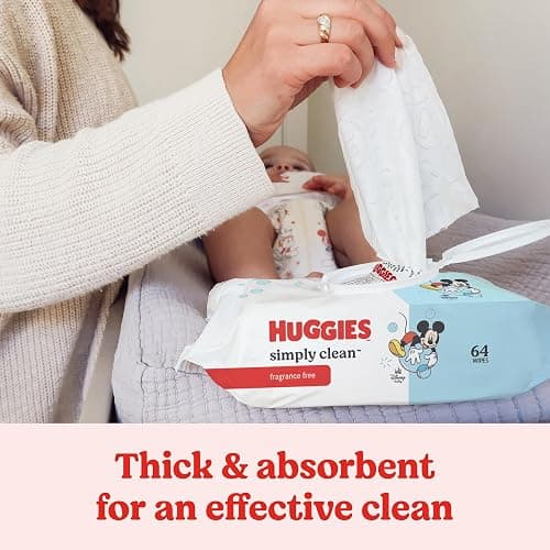 Huggies Simply Clean Unscented Baby Diaper Wipes, 11 Flip-Top Packs (704 Wipes Total), Packaging May Vary thumbnail 4