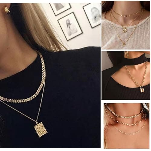 HaHaGirl Gold plate and Silver Plated Jewelry Sets for Women Costume Jewelry Chain Necklace Bracelet Earrings and Rings Sets for Women thumbnail 2