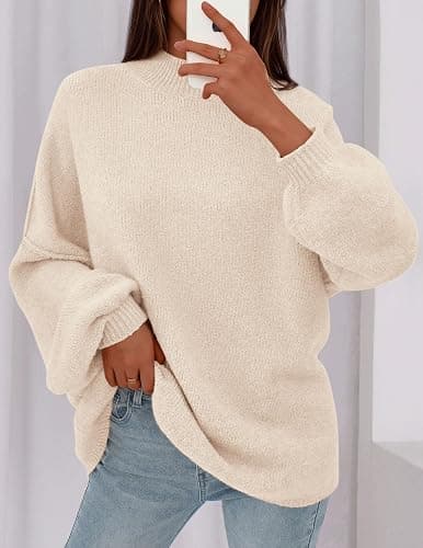 PRETTYGARDEN Women's 2025 Fall Oversized Sweaters Chunky Knit Mock Neck Long Sleeve Casual Trendy Pullover Winter Clothes thumbnail 3