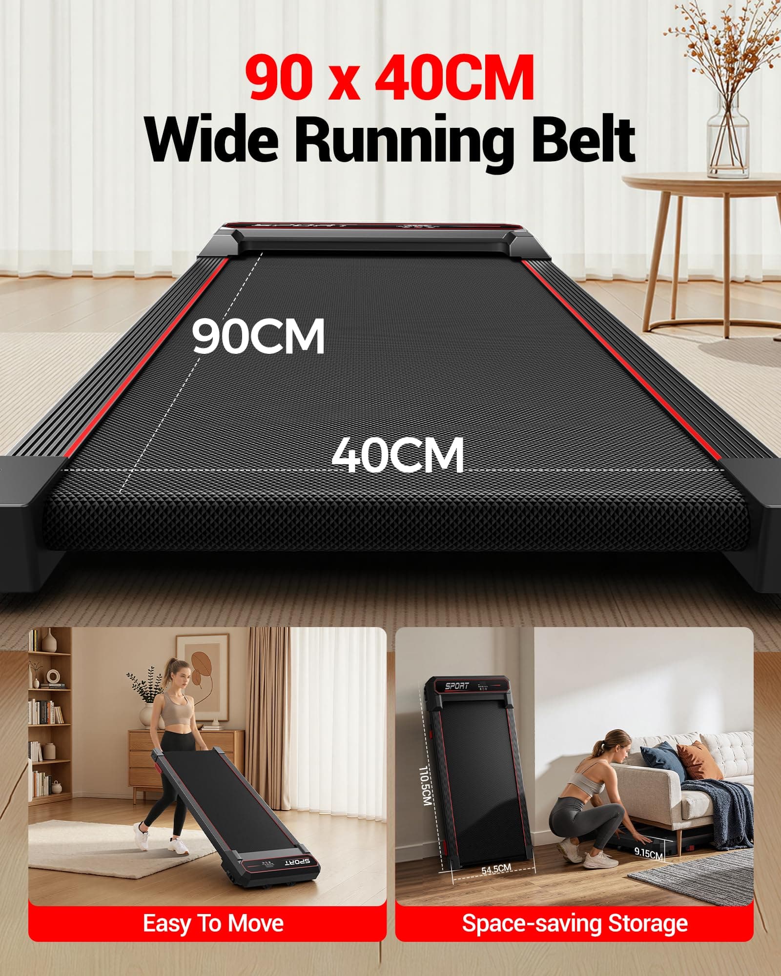 LONTEK 12% Incline Walking Vibration Pad Treadmills for Home, 4 in 1 PortableTreadmill with 120KG Weight Capacity, Under Desk Treadmill with 3.0HP Brushless Quiet | Compact, Foldable, Portable, Under Desk, 0.6-6.2MPH, Quiet 2.5HP, Remote & Digital Display, 330lb Capacity, Home Office Gym thumbnail 6
