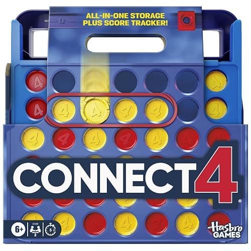 Official Hasbro Games Connect 4 Game (2025 Edition) | All-in-1 Storage, Carrying Case, Score Tracker | Ages 6+ | 2 Players | Family Games for Kids - Image 1