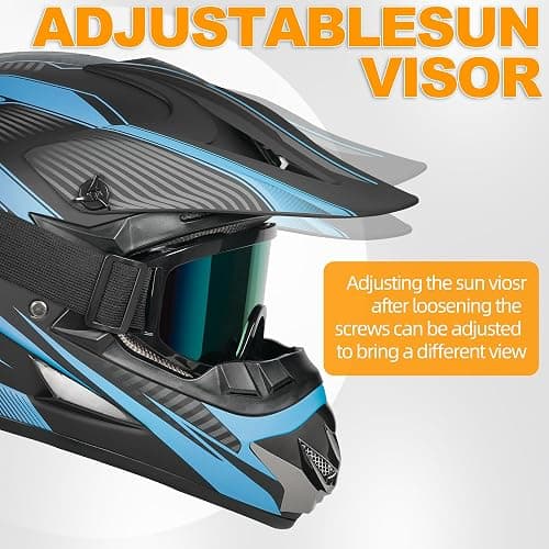 Yesmotor Youth Dirt Bike Helmet Quick Release Buckle - Dirt Bike Helmets for Kids 8-14, Youth ATV Helmet (Gloves Goggles Mask) 4Pcs Set - DOT Approved thumbnail 3