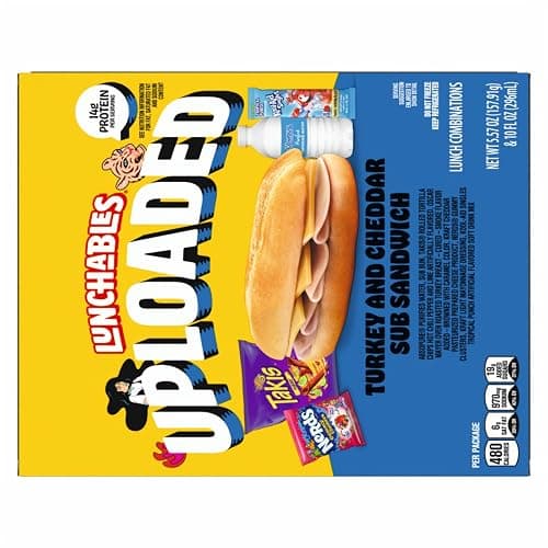 Lunchables Uploaded Sub Sandwich Snack Kit, Turkey Cheddar, 16.1 oz | 14g Protein, A Sub Sandwich Snack Kit with Oscar Mayer Turkey & Kraft Cheddar Cheese, Great for Lunches & Grab- thumbnail 9