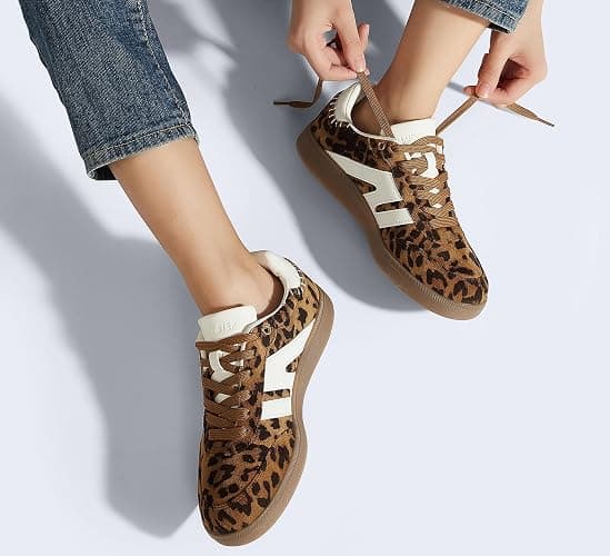 LUCKY STEP Women Classic Retro Gum Sole Fashion Sneakers Casual Tennis Skate Shoe Genuine Leather Walking Footwear Anti Slip Trainers thumbnail 2