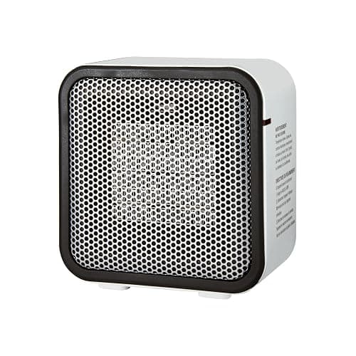 Amazon Basics Portable Mini Ceramic Space Heater, for Office Desk and Indoor Use, 500 W, With Tip-Over Protection, Lightweight (1.4 LBS), White, 5.9 x 3.2 x 6 inches - Image 1