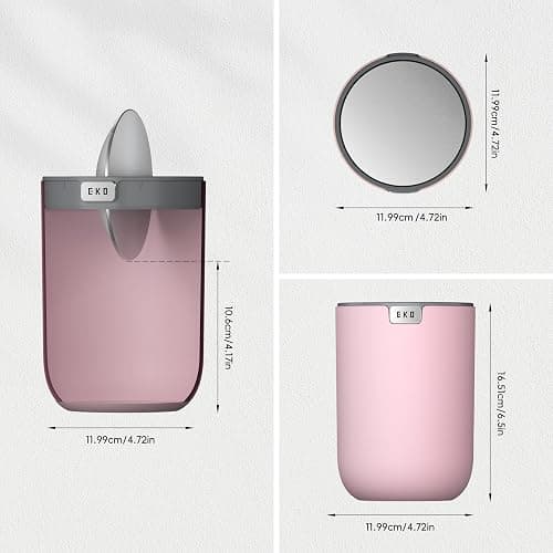 EKO Mini Desk Trash Can with Swing-Top Lid 0.4 Gallon Small Table Round Wastebasket for Office, Home, Car (Pink) thumbnail 7