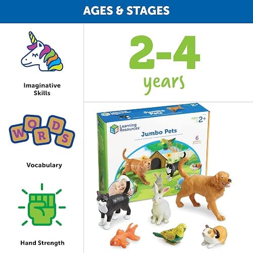 Learning Resources Jumbo Domestic Pets - 6 Pieces, Ages 2+ Preschool Pet Toys, Classroom Desk Pets, Preschool Learning Toys thumbnail 5