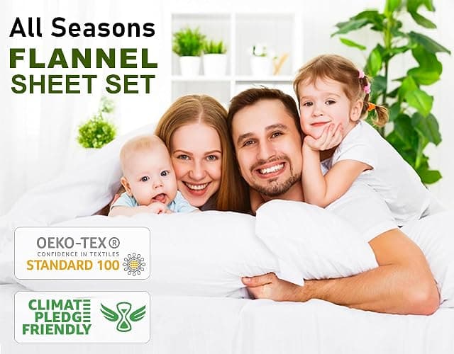 RUVANTI Flannel Sheets Split King Size - 100% Cotton Brushed Split King Bed Sheets Set - Deep Pockets 16 Inches - All Seasons Breathable & Extra Soft - Warm & Cozy, 5 Piece, Christmas Tree thumbnail 6